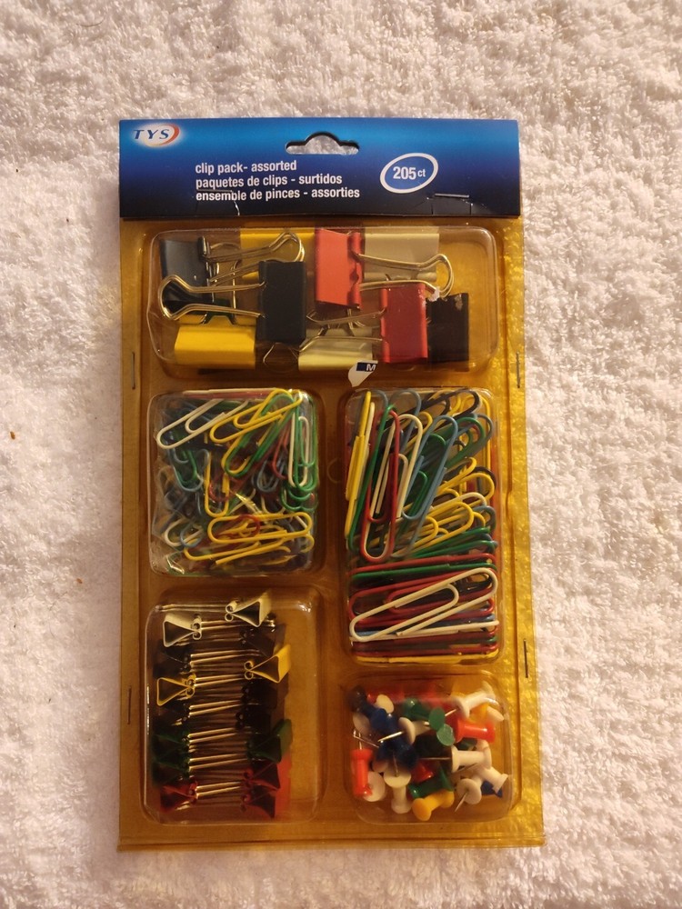 NOS TYS 205 Count Office Clip Pack Assorted