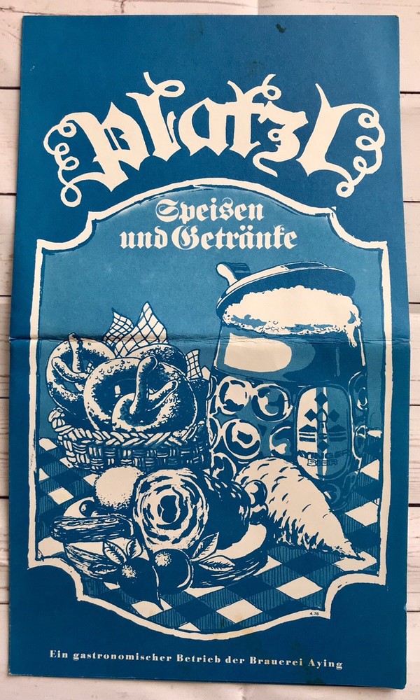 Vintage German Dinner Menu Cueisen And Getrante Blue Restaurant Germany