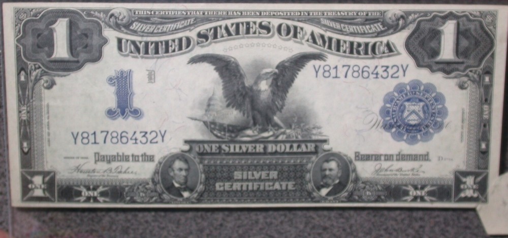 1899 ERROR PCGS AU 55 Butterfly $1 Black Eagle Silver Certificate Currency Note