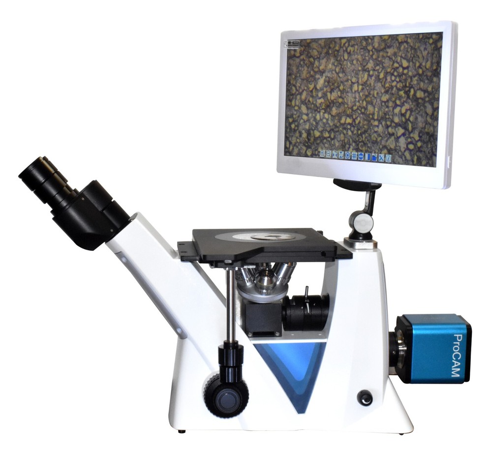 Inverted Metallurgical Material Science Grain Size Microscope w 4K camera & LCD
