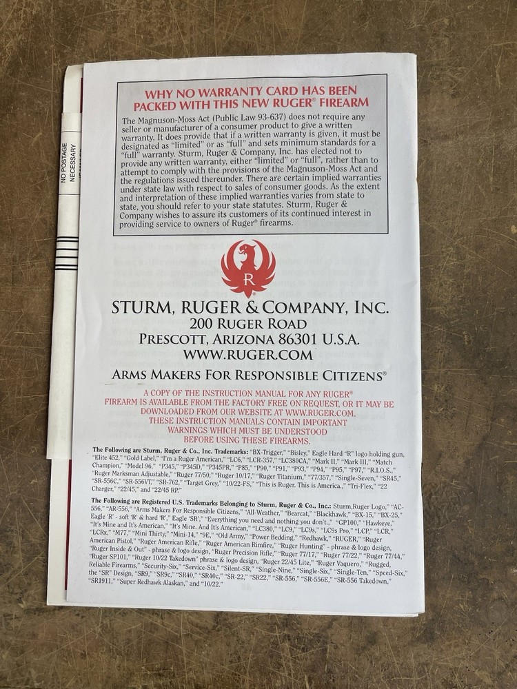 Ruger Mark IV Model Autoloading Pistols Owners & Instruction Manual