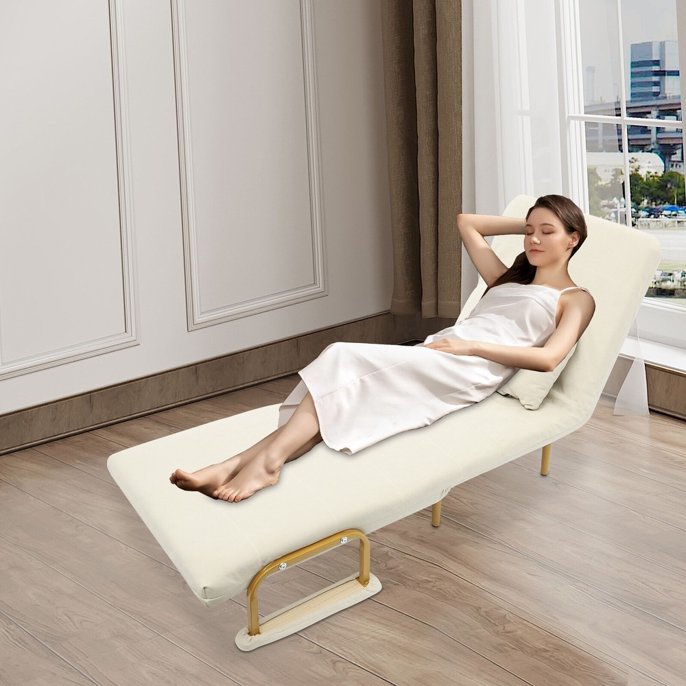 Convertible Sofa Bed with Pillow, 5-Gear Adjustable Backrest, Compact Design