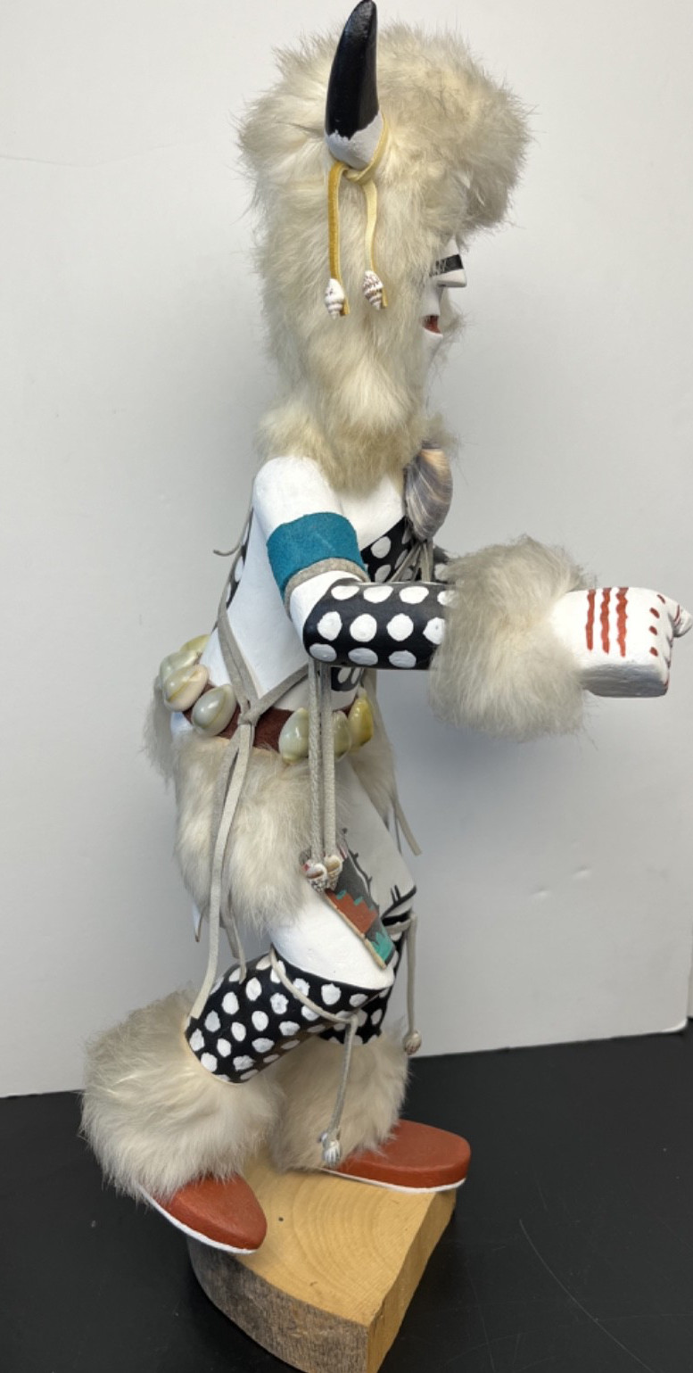 White Buffalo Dancer VNTG Native American 18.5" Kachina Doll, Signed by IMSB
