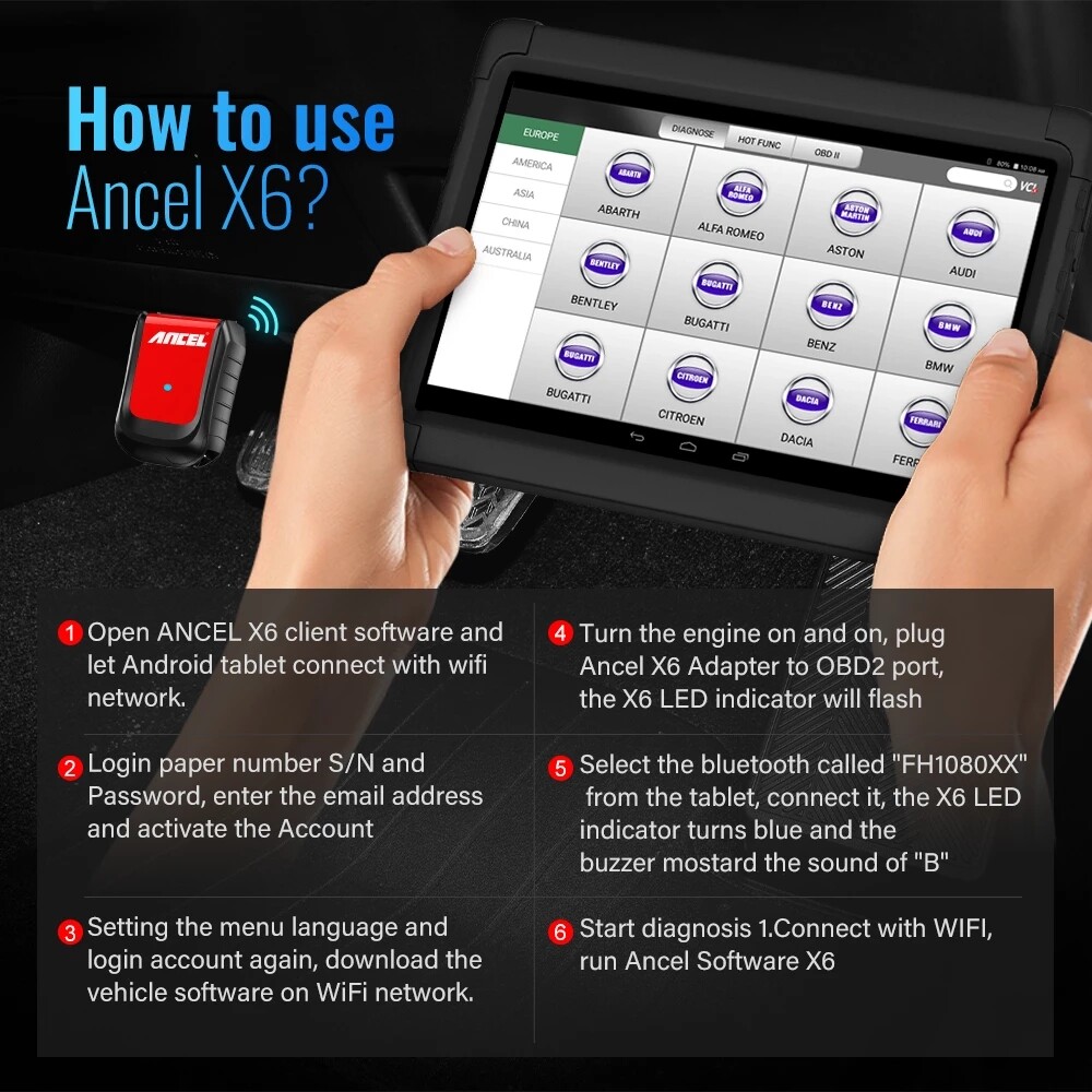 ANCEL X6 Full System Car OBD2 Scanner Bidirectional Diagnostic Tool Code Reader