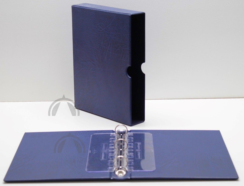 VARIO F Blue 3 Ring Binder & Slipcase for Stamp Currency and Other Collecting
