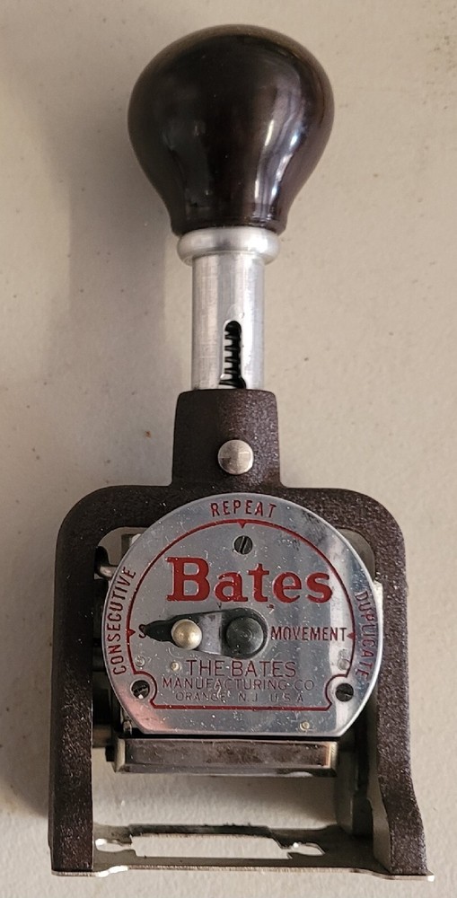 Vintage Bates Numbering Machine 7 Wheels Style E