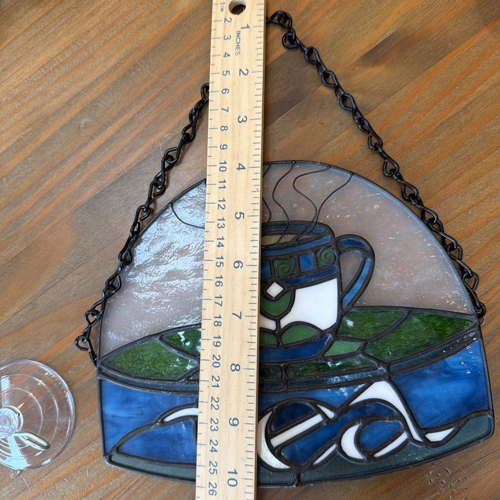 Stained Glass Window Hanging Decorative Medium Panel TEA Handcrafted