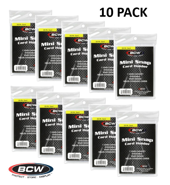 BCW (New) 10ct Pack - Mini Snap Card Holder - Standard Size Stackable Card Case