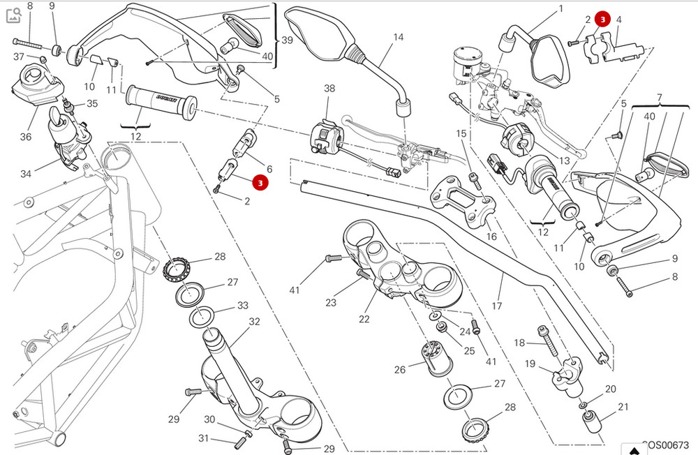 DUCATI HANDLEBAR DEFLECTOR CLAMP 80811731A