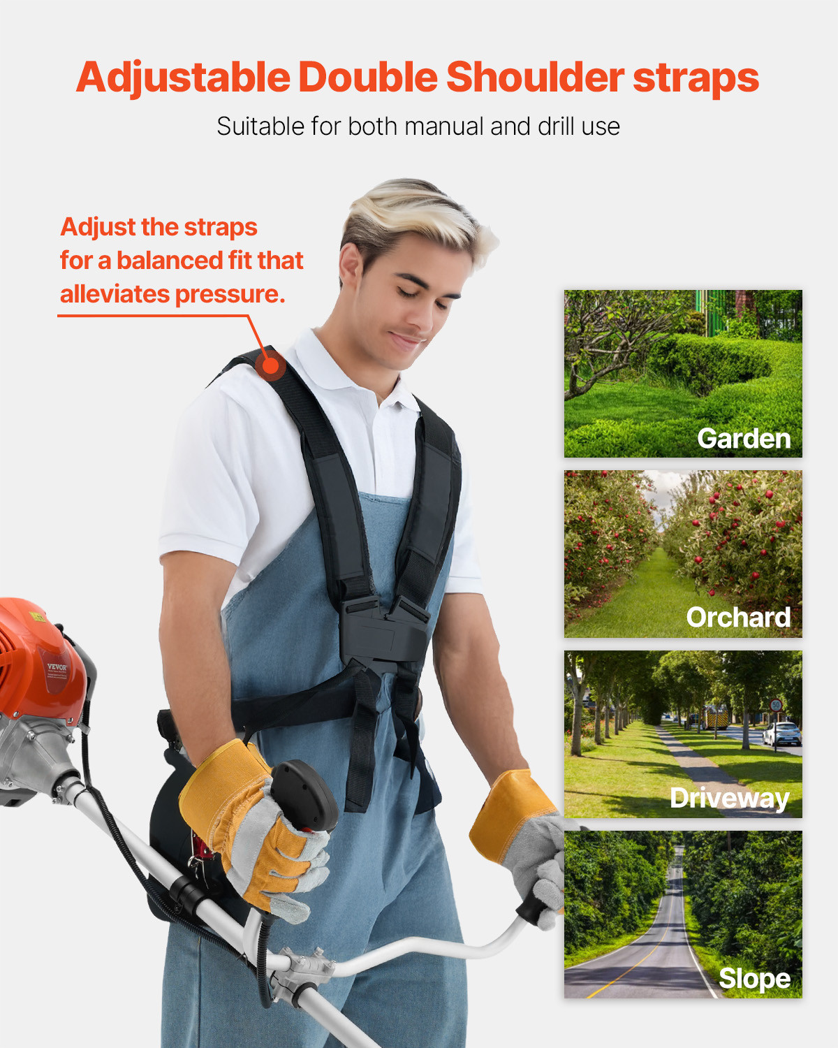 VEVOR Cordless String Trimmer 16.9" 51.7CC Gas Powered Grass Trimmer