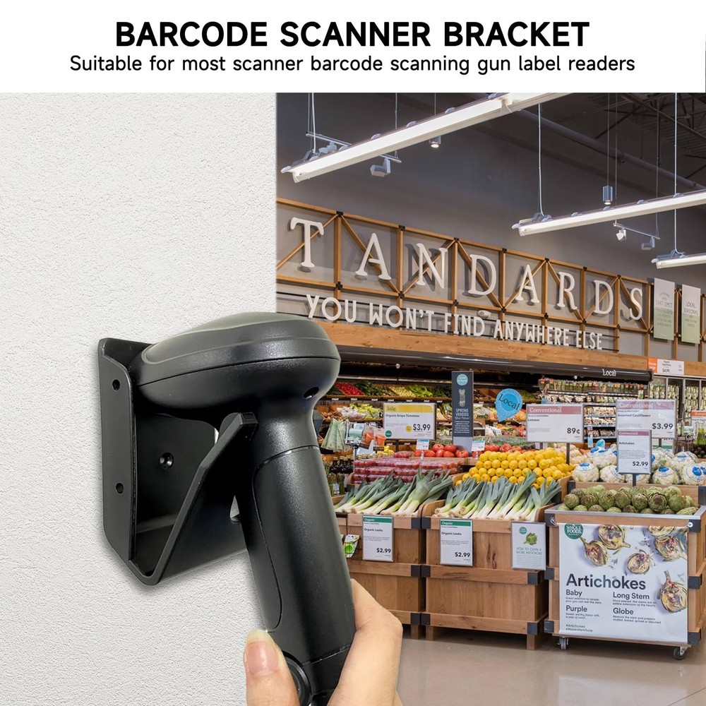 Universal Barcode Scanner Holder, Wall Mount Rack Bracket for Scan Gun Readers