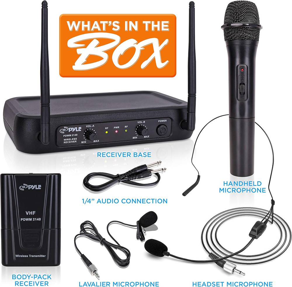 Dual-Channel Wireless Microphone System-Vhf Fixed Dual Frequency Wireless Mic Re