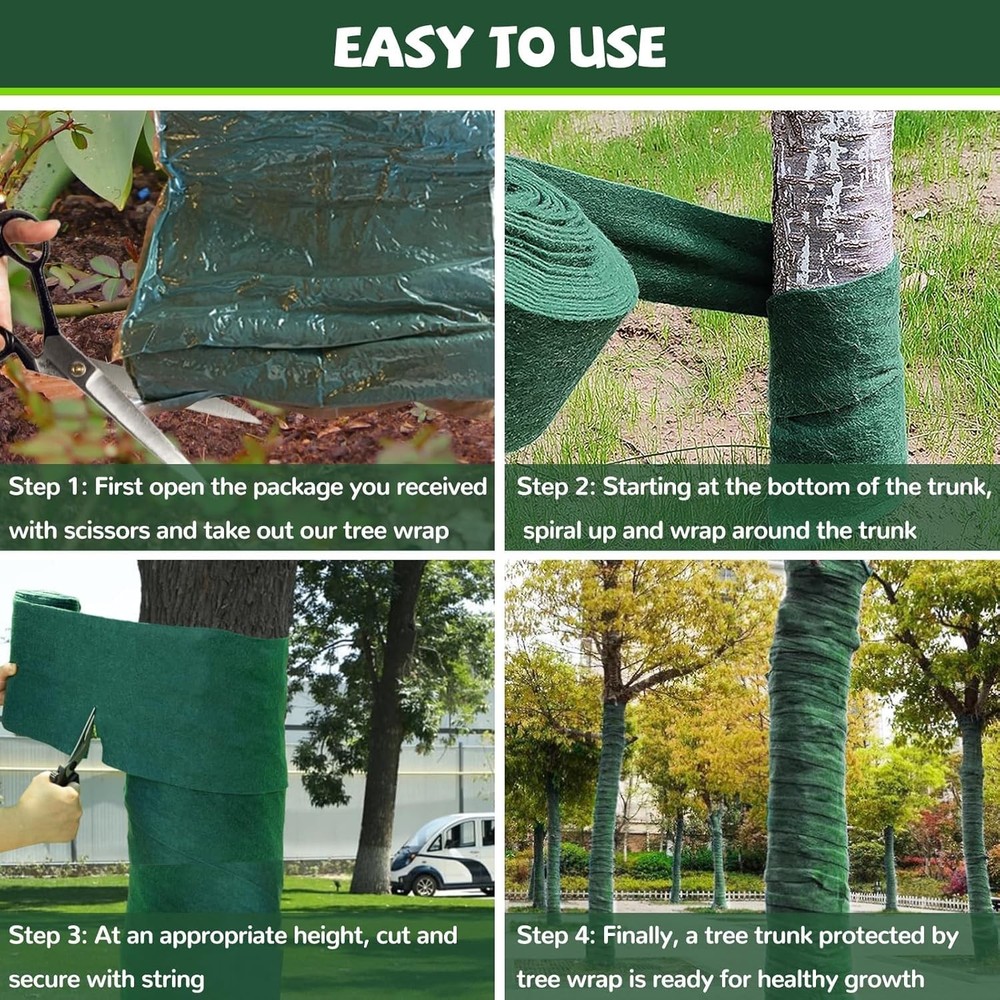 Qiukouli2 Pack Tree Wrap for Damaged Bark -50FT Tree Trunk Protector for Gard...