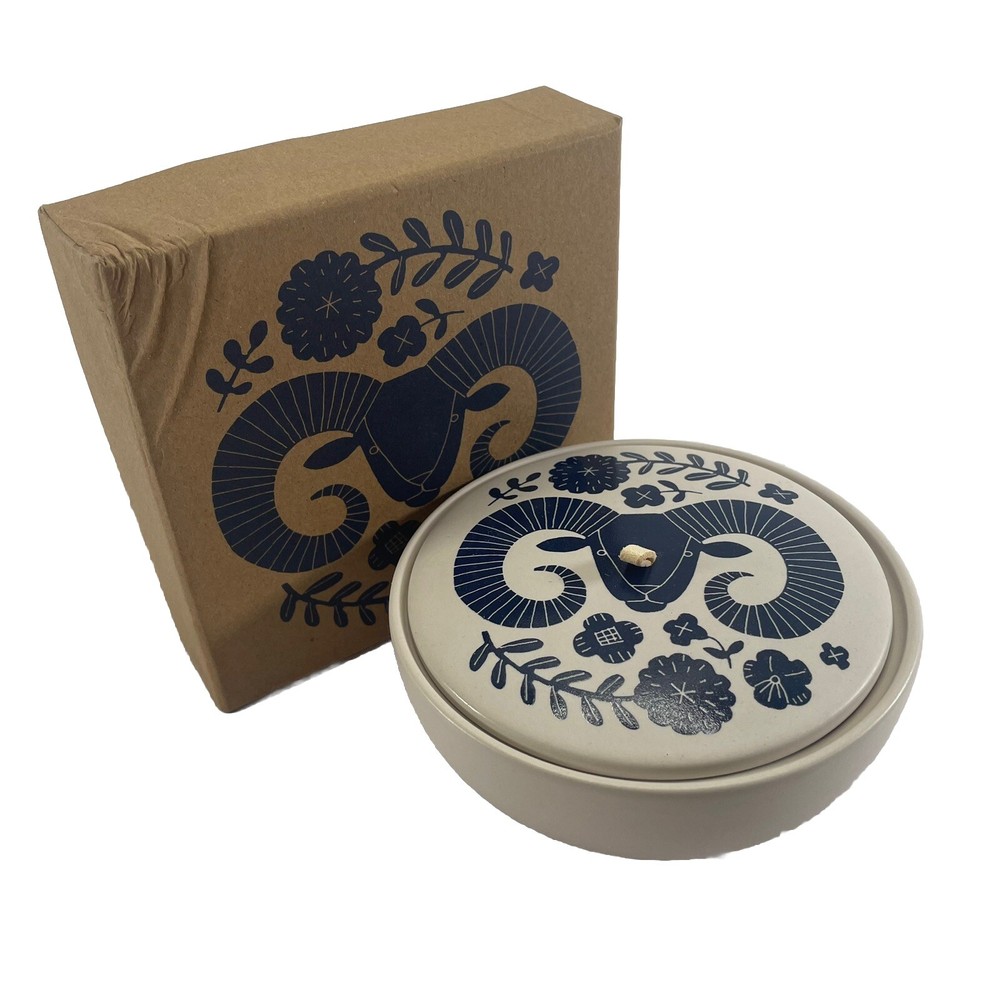 Fringe Aries Ceramic Round Trinket Box