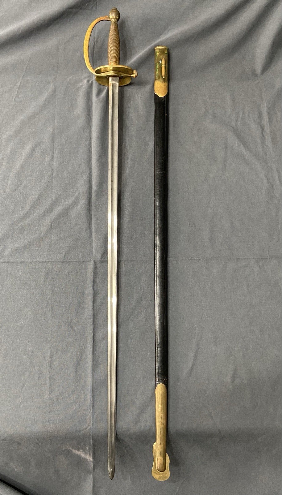 Original Early CIVIL WAR Ames M1840 NCO Sword 1862 w/Repro Leather Scabbard