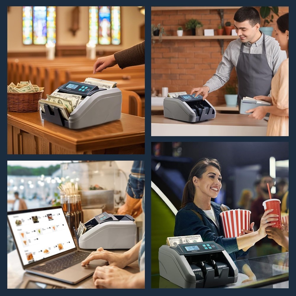 Money Counter Machine Count Value, Add+Batch/Add+ Value Mode Bill Counter, UV...