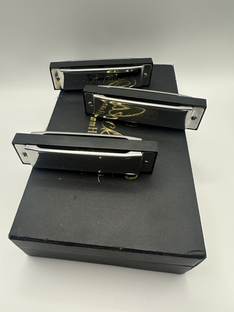 3 Reckless Harmonics With Case Keys E-A-G (3 Harmonicas)