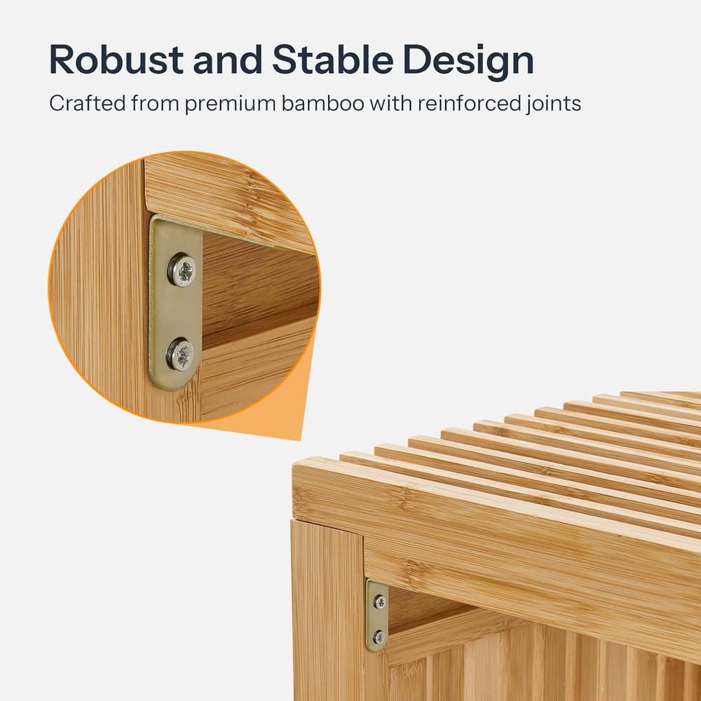 Bamboo Dining Bench 35 inch Farmhouse Kitchen Table Bench Solid Bamboo Dining