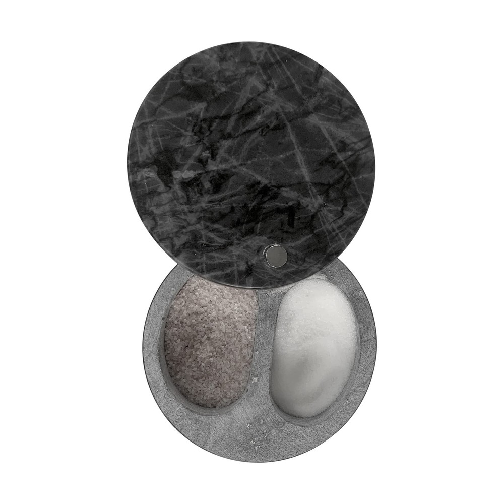 Fox Run Black Marble Double Salt Cellar 4"x4"x2.5" Stackable