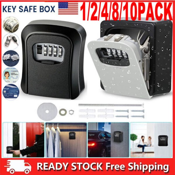 1-10 Key Lock Box Safe Storage Box with Code Combinati Password Security Outdoor