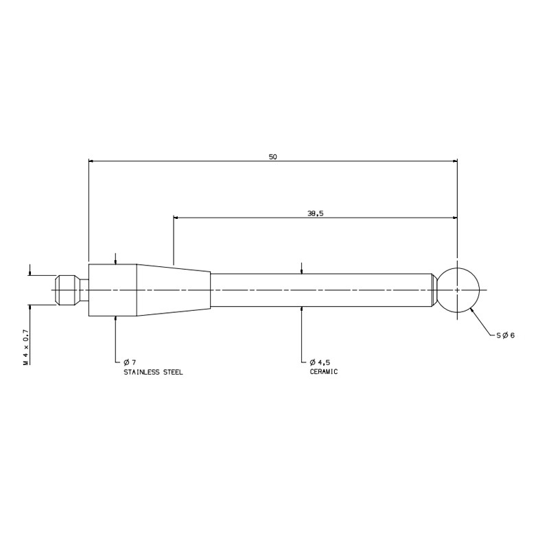 Touch Probe 6mm Ruby Ball M4 Ceramic Stem L50mm Stylus for OMP40-2 CMM Machine