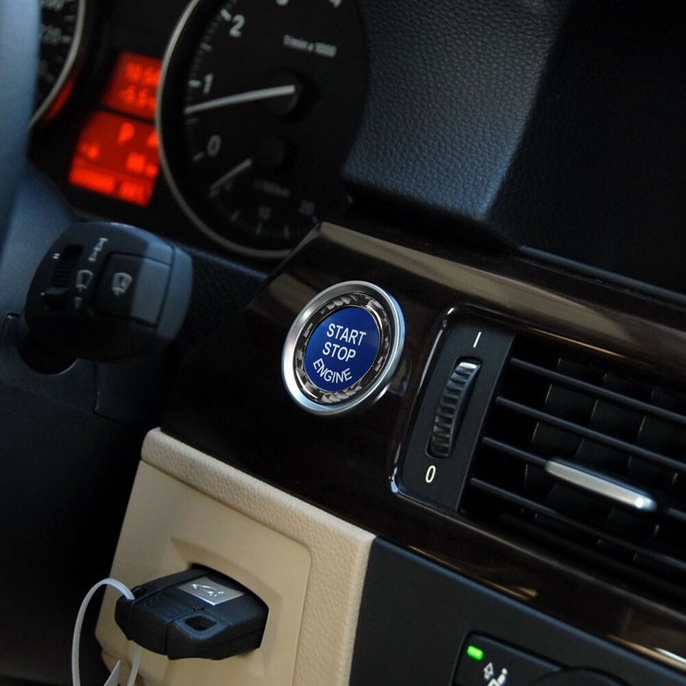 Engine Start Stop Button Replacement With Ring For BMW E90 E92 E93 2009-12 Blue