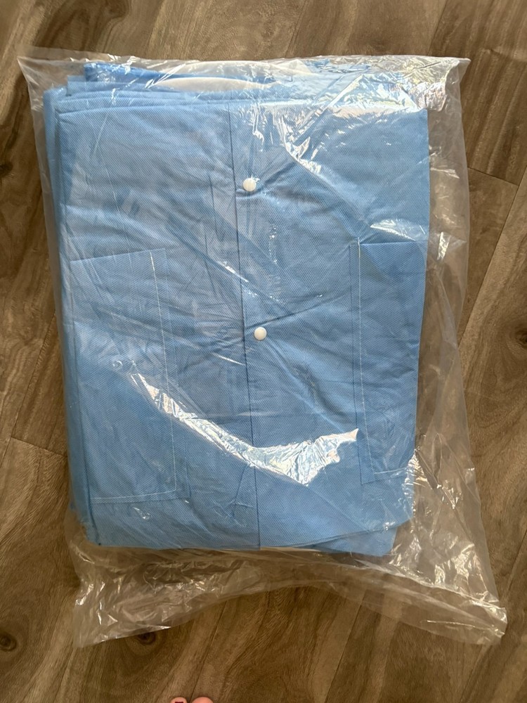 Disposable Lab Jackets, Medium - 10 Pack, Knit Collar and cuffs , Pockets