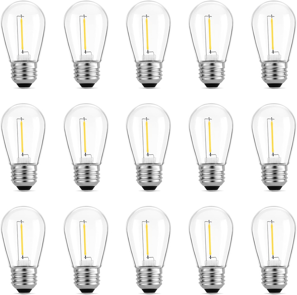 Outdoor Patio String Light Bulbs, Shatterproof Waterproof S14 LED Replacement Bu
