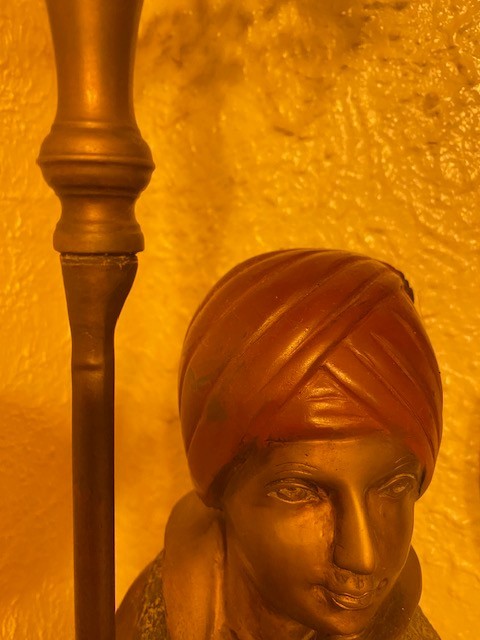 ANTIQUE BRONZE MIDDLE EASTERN COLD PAINT , NUBIAN?CANDELABRA! 16 LBS EACH!