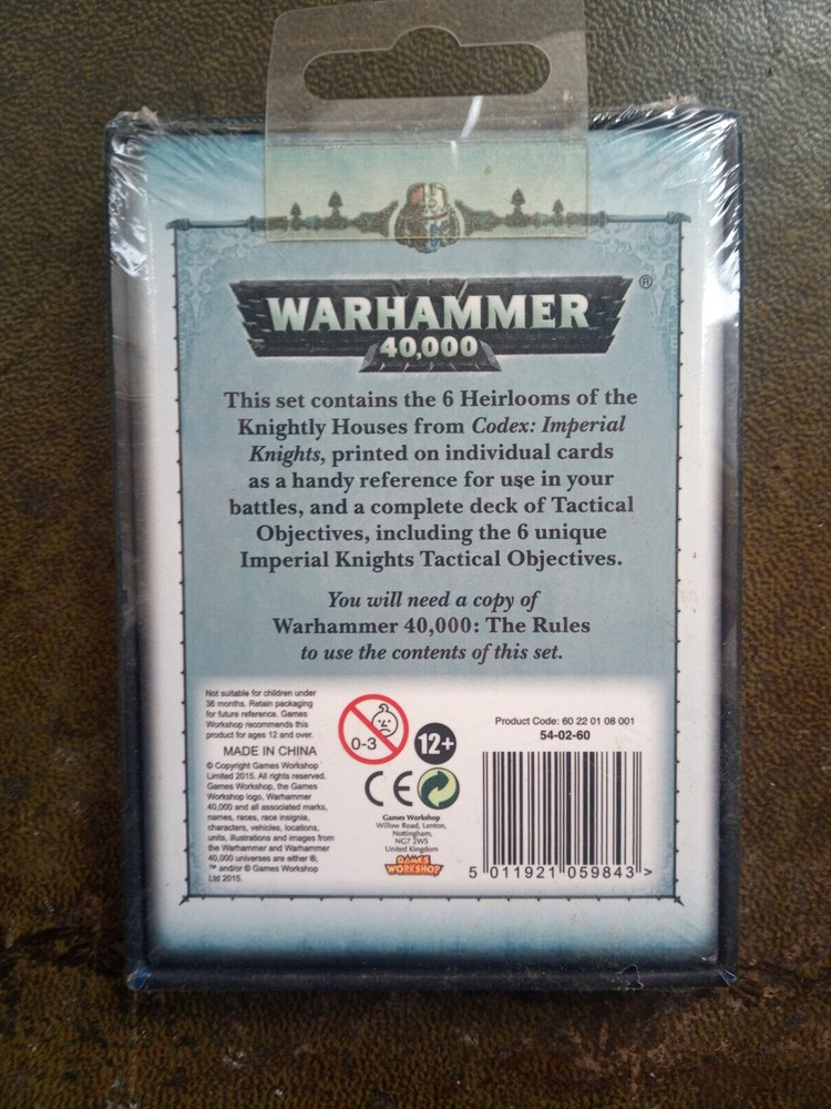 Imperial Knights Datacards Warhammer 40k (2015), sealed