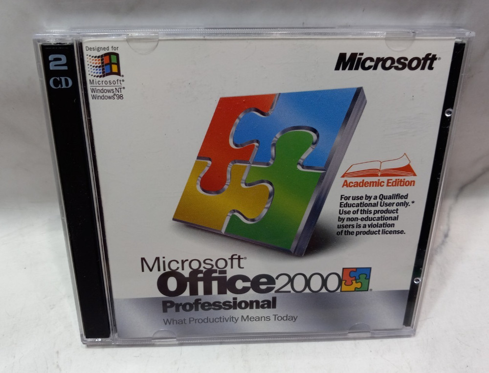 Microsoft Office 2000 Professional w/Product Key (2-CD set) Academic Edition OEM