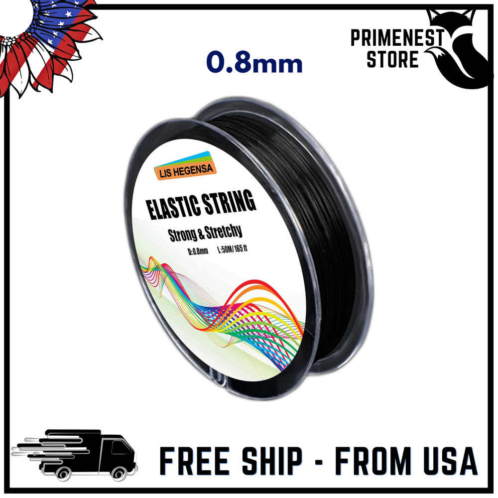 Elastic Stretch Beard Bracelet String Cord - Black - 160ft/50M
