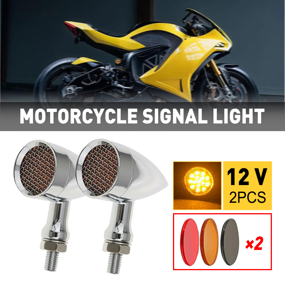 Chrome Motorcycle Bullet Amber Blinker Running LED Turn Signals Tail Rear Light