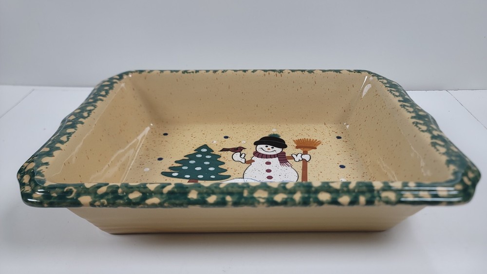 ABC Distributing Large Rectangular Baker ~ Country Snowman ~ 13 3/4" Casserole