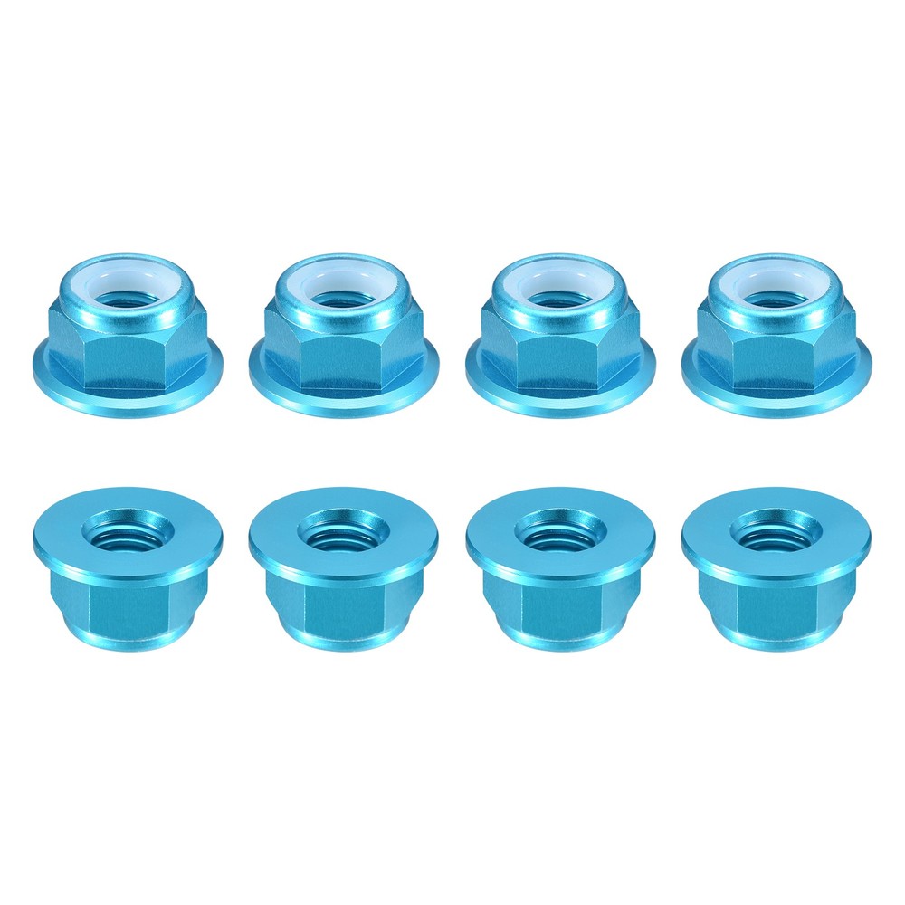 Nylon Insert Hex Lock Nuts, 8pcs - M5x0.8mm Self-Locking Nut(Sky Blue)
