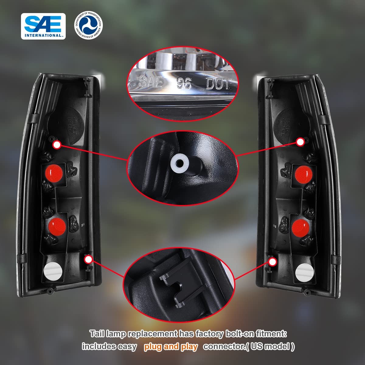 Tail Lights for GMC Yukon 1992-1999 / Chevy Suburban Tahoe 1992-1999