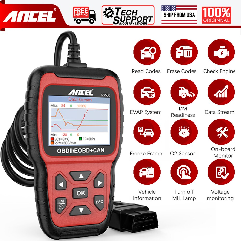 ANCEL AS500 OBD2 Scanner Engine Code Reader Clear Codes Car Diagnostic Tool