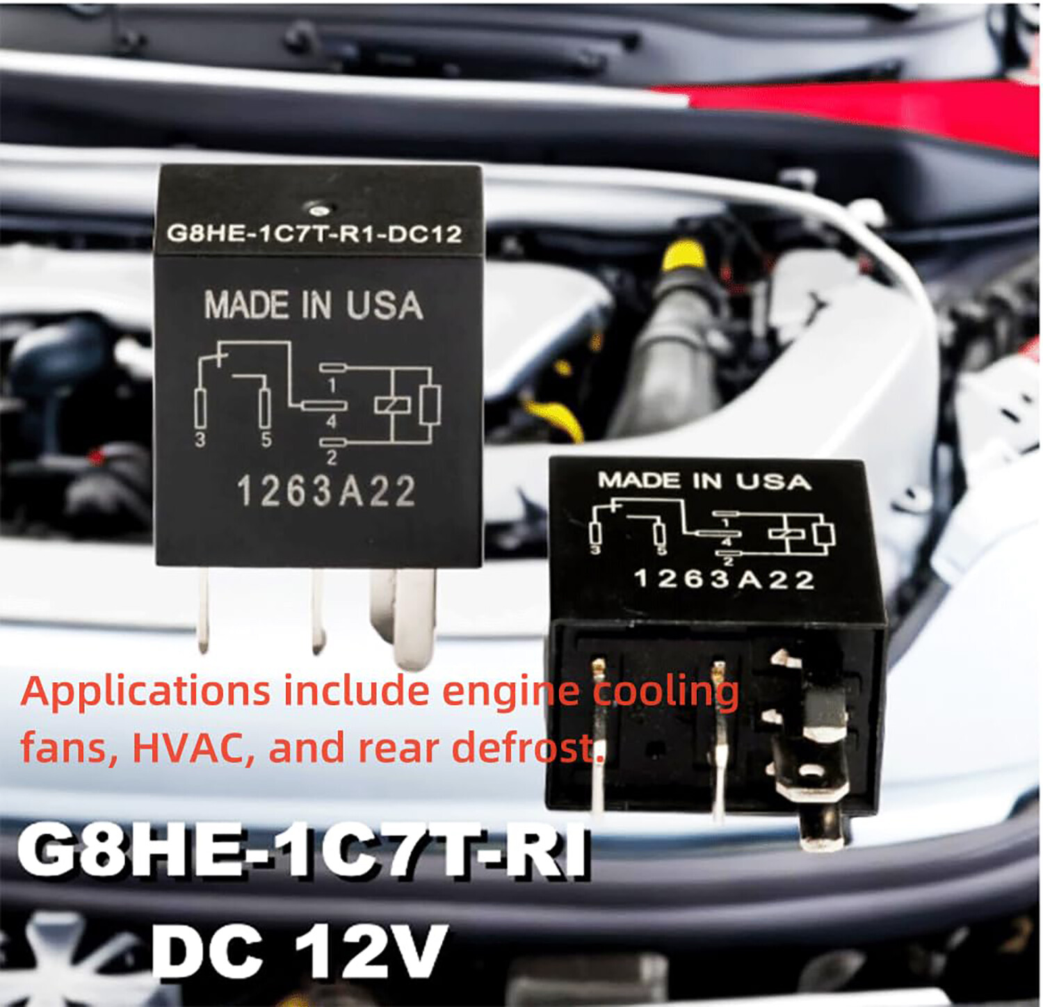 4pcs For OMRON G8HE-1C7T-R1-DC12 High Current Automobile Relays DC12V 5-Pins