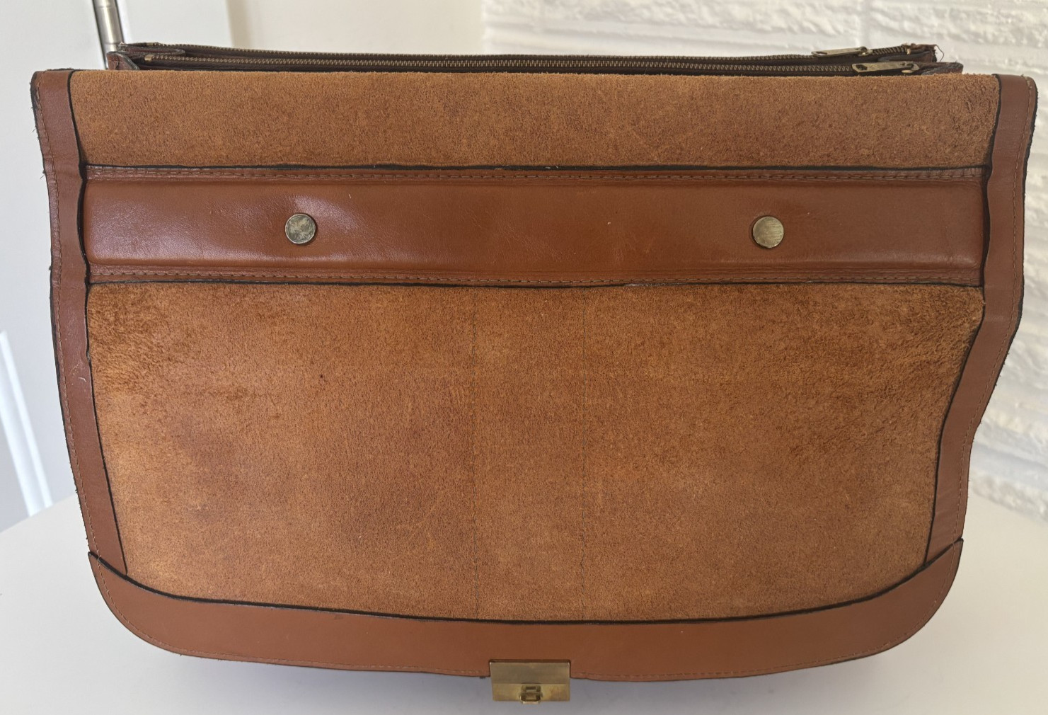 Leather Executive Briefcase w/ Padfolios + Metal Calculator Sleeve Vintage ABC