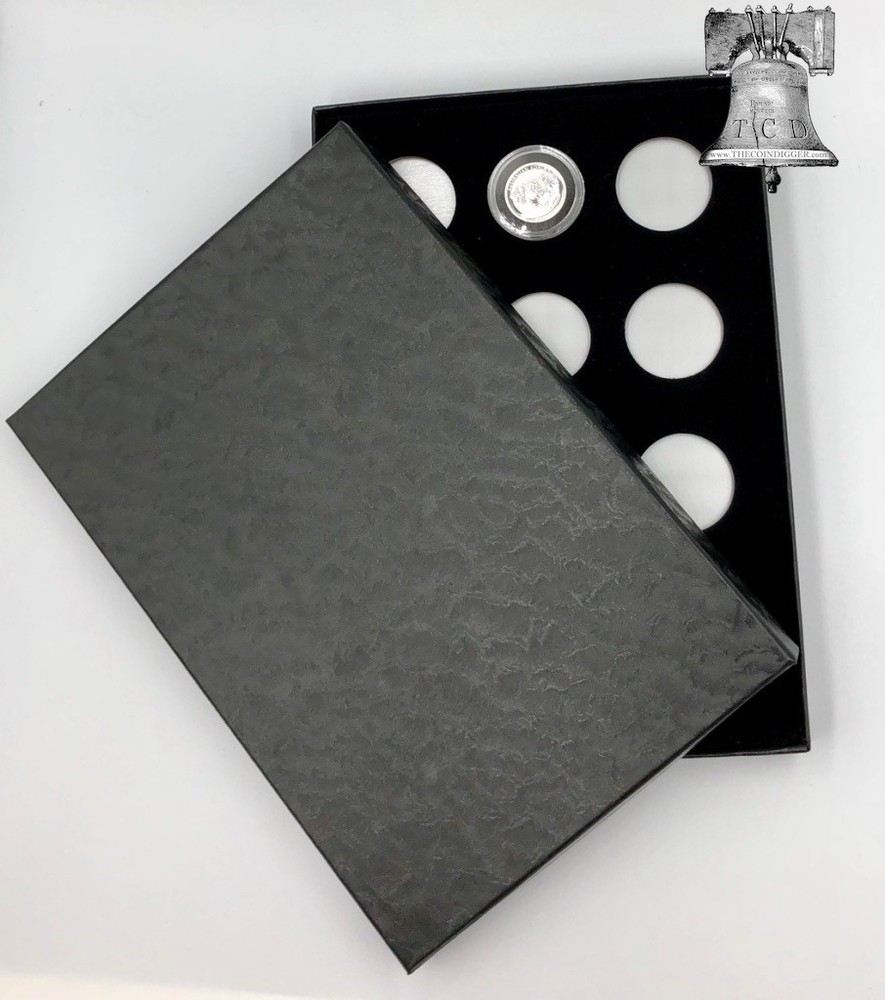 Air-tite Coin Holder Box Silver Insert Black Ring + Model A Storage Capsule Case