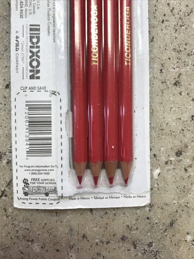 Ticonderoga Erasable Checking Pencils, Eraser Tipped, Pre-Sharpened, 4/Pack, Red