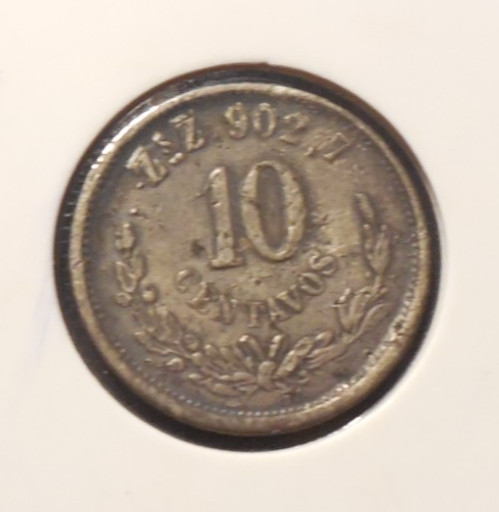 1896 mexico 10 Centavos Silver Coin