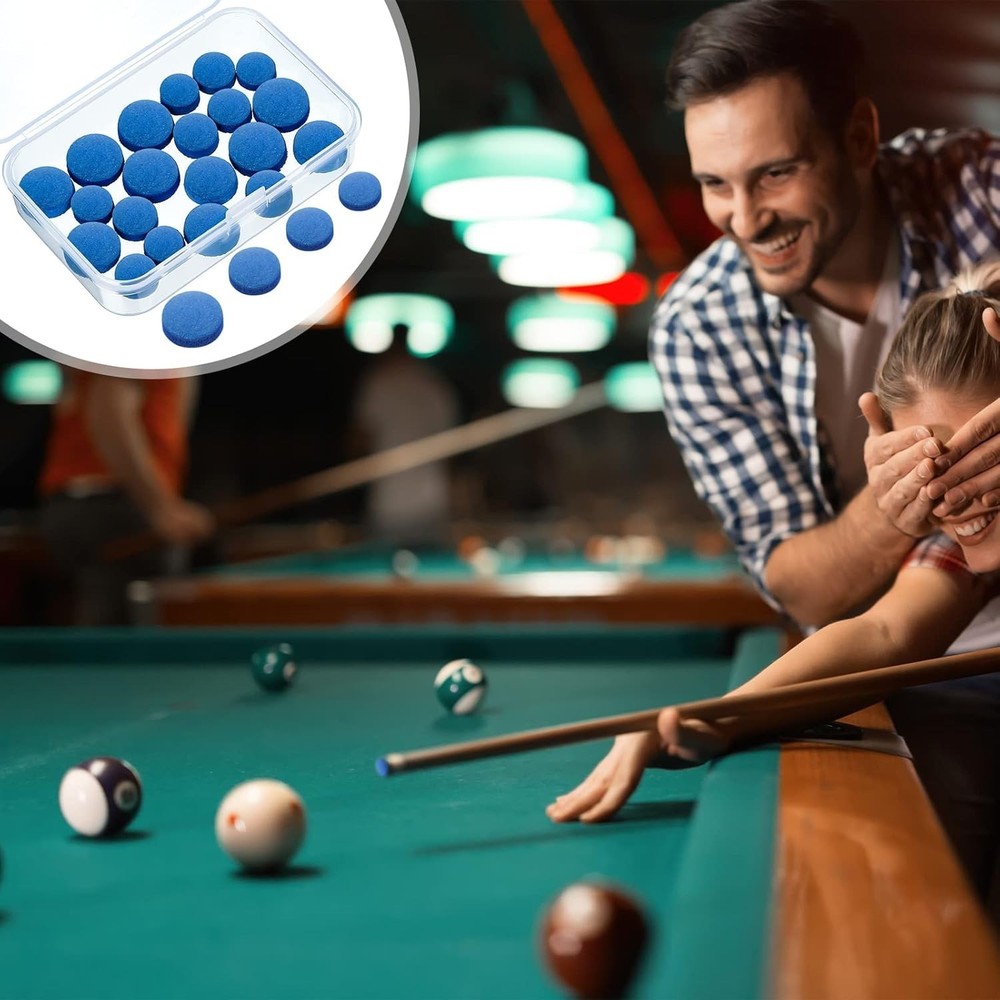 20 Pcs Pool Cue Tips Replacement Kit with Blue Storage Box for Snooker