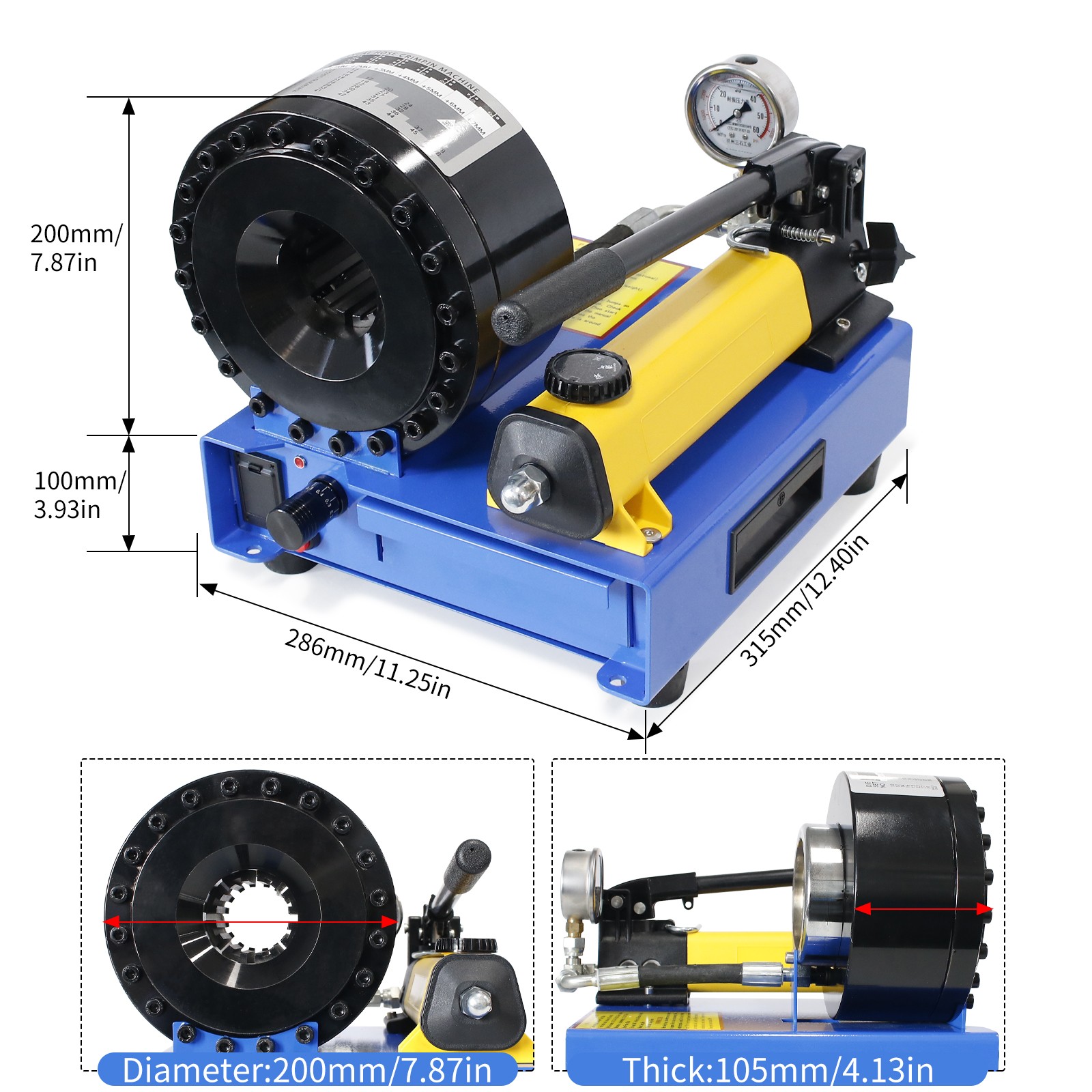 High Pressure Manual Hydraulic Hose Crimper Hose Pipe Crimping With 8 sets Molds