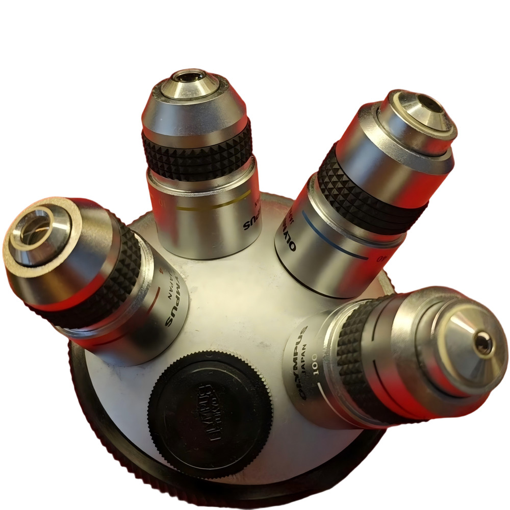 Olympus BH2 microscope objective lens Four flat field objective lenses