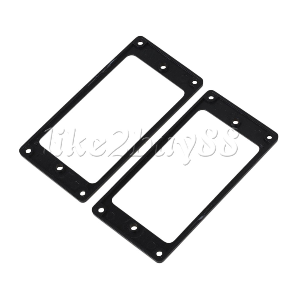 2PCS Black Guitars Bridge Pickup Frame Flat Pickup Mounting Ring Cover