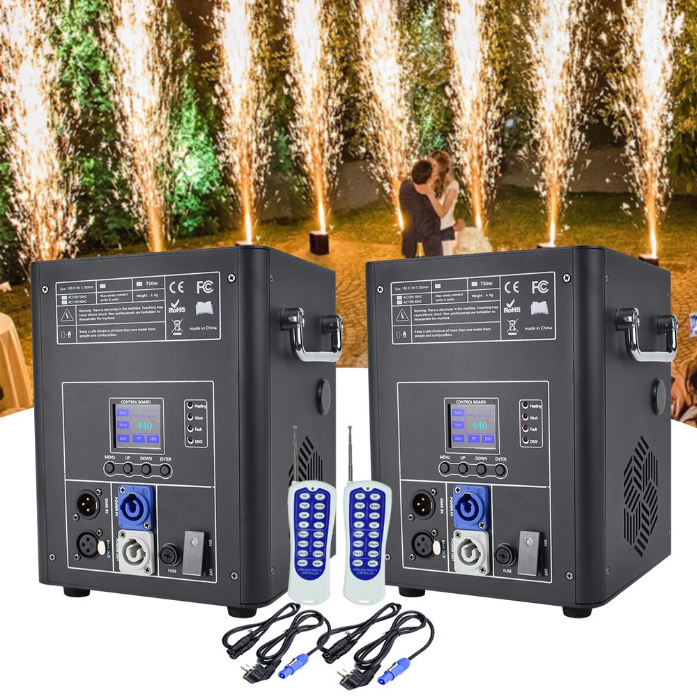 2PCS 750W Large Cold Spark Machine LCD Screen Stage Effect DMX Wedding with CASE