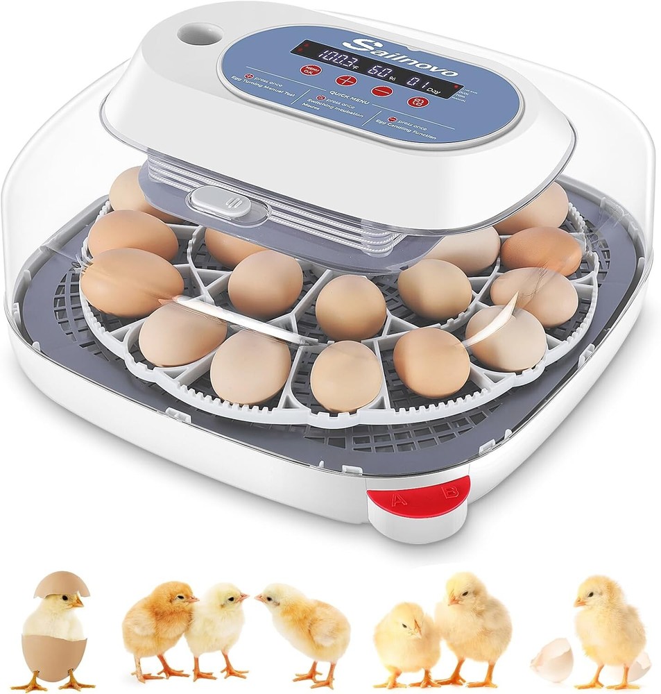 24 Eggs Incubators w/Automatic Egg Turning,Temperature Control &Humidity Display