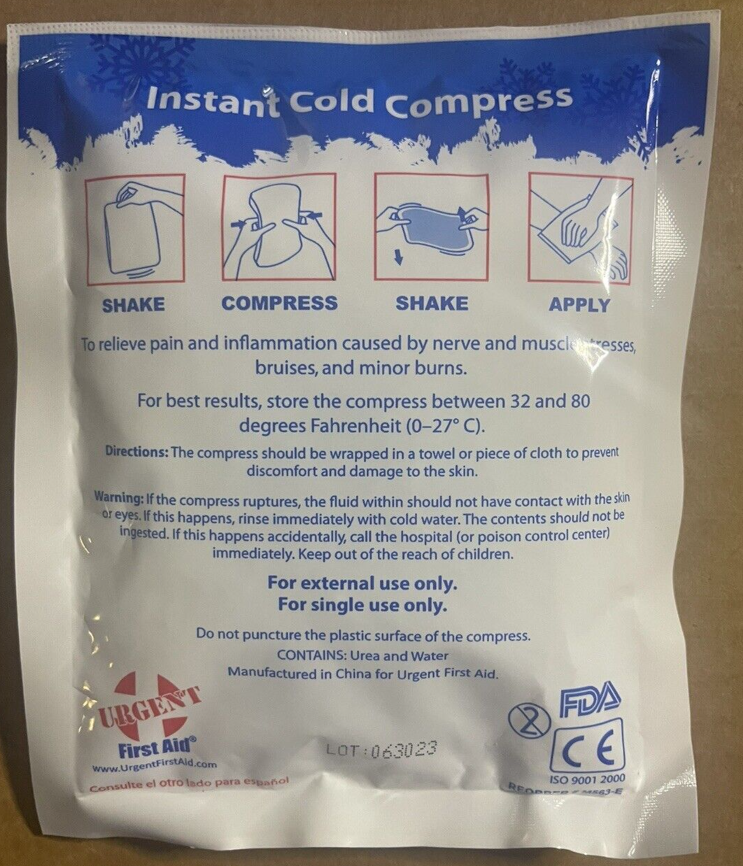 Instant Cold Packs, 5" x 6" (4" x 5" Cold Area) Disposable Cold Compresses 4PK
