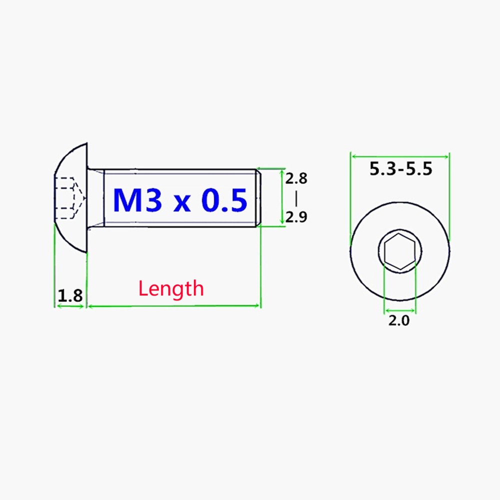 M3 Button Head Allen Hex Screws Aluminum Alloy DIY Computer case Socket Bolts